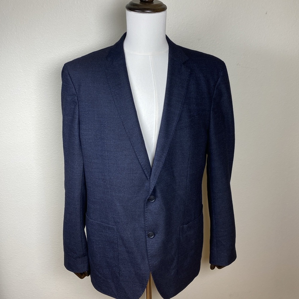 Boss Hugo Boss Travel Blazer Men's 44R Blue Slim Unstructured Wool Silk Stretch